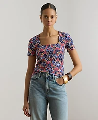 Lauren Ralph Petite Granbey Floral Square-Neck Top