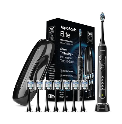 AquaSonic Elite - Advanced Ultra Whitening Rechargeable Toothbrush Set