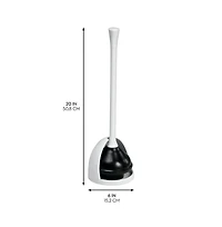 iDesign Bowl Plunger and Hideaway Holder for Bathroom Storage - White