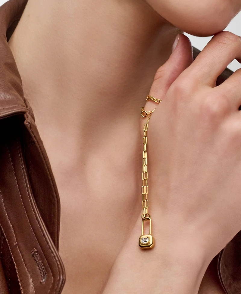 Oak & Luna charm with Emerald Cut Moissanite