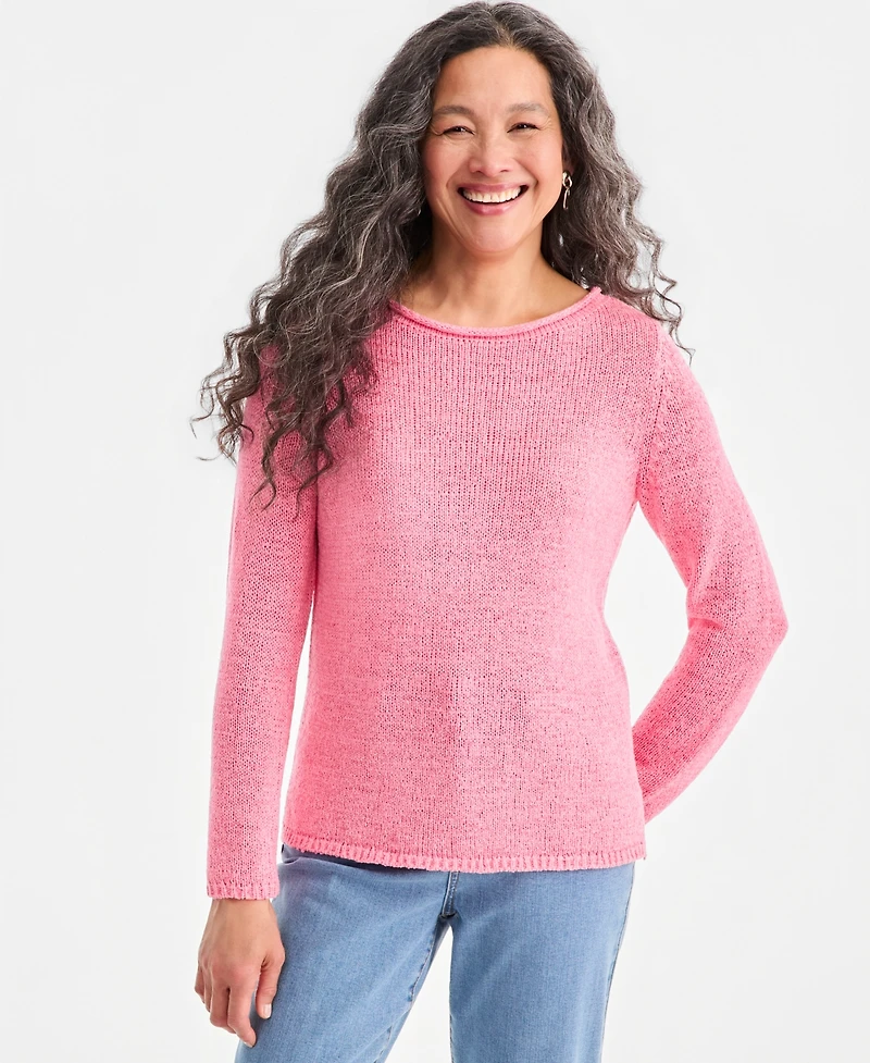 Style & Co Women's Tape Yarn Roll Neck Sweater, Macy's Exclusive