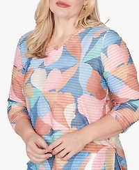 Alfred Dunner Petite Beachcomber Abstract Floral V-Neck Top