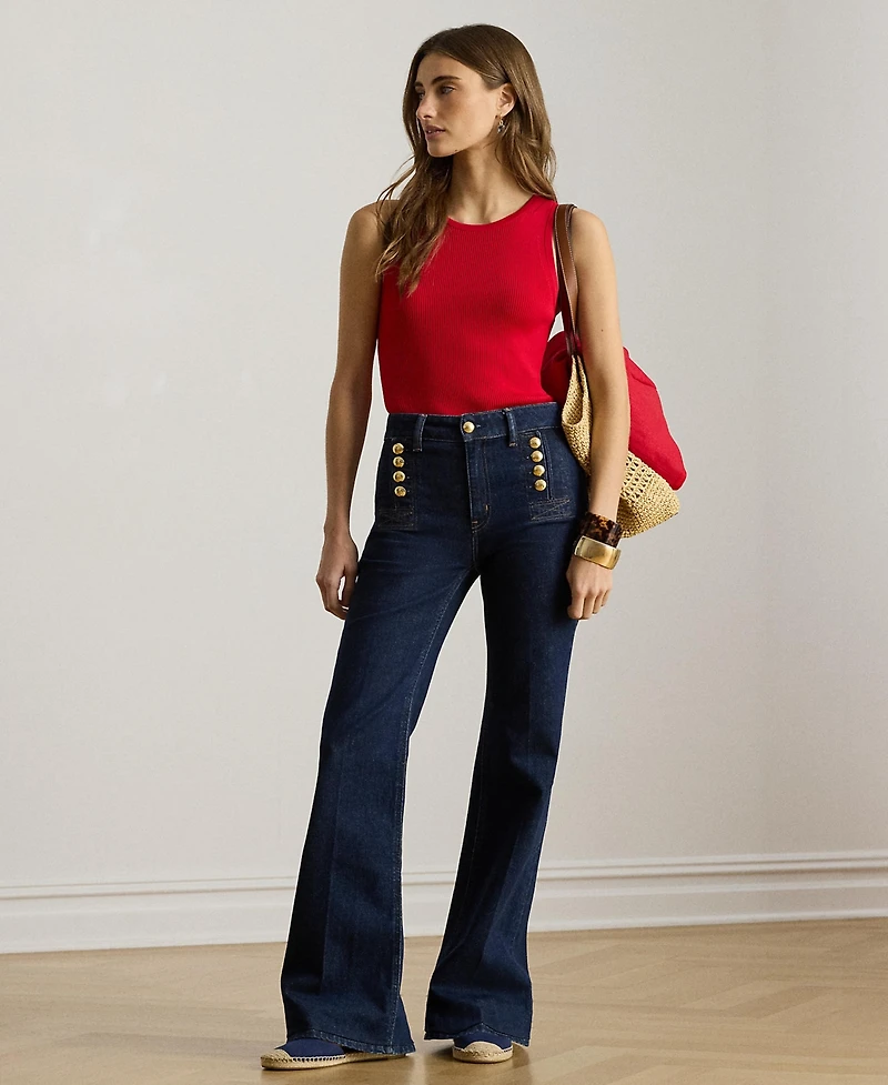 Lauren Ralph Petite Shilcant Rib-Knit Sleeveless Sweater