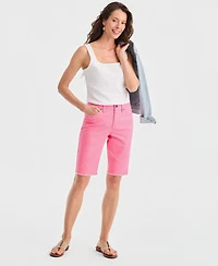 Style & Co Women's Mid-Rise Raw-Edge Bermuda Jean Shorts, Created for Macy's