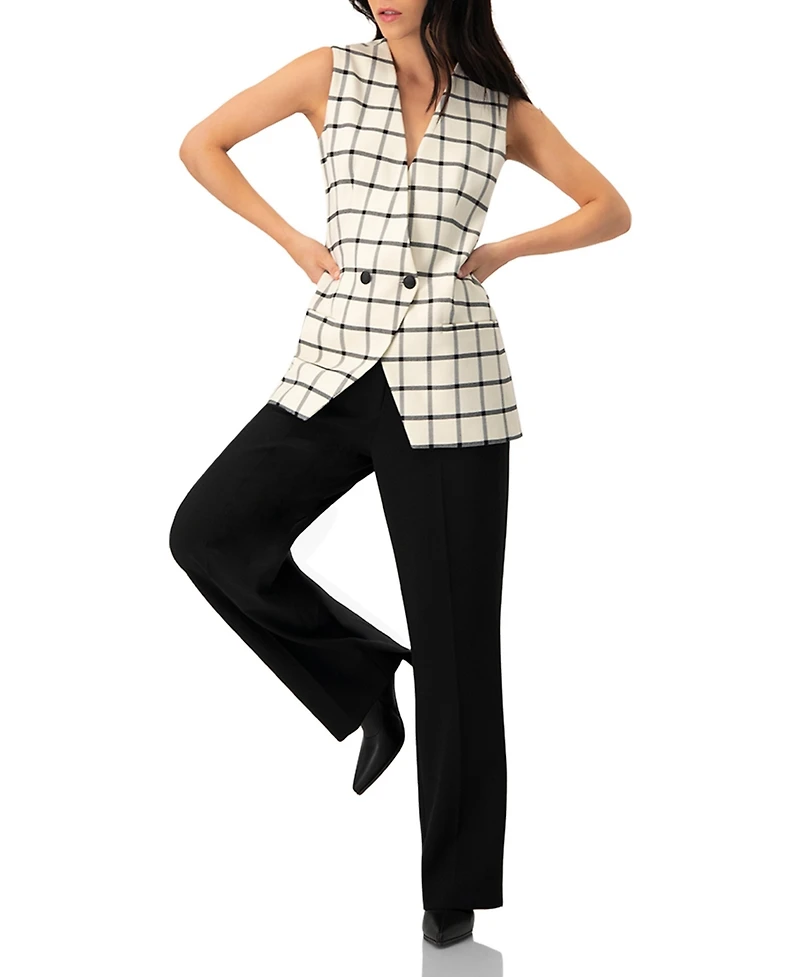 Ivonne Women's Check Double Breasted Vest