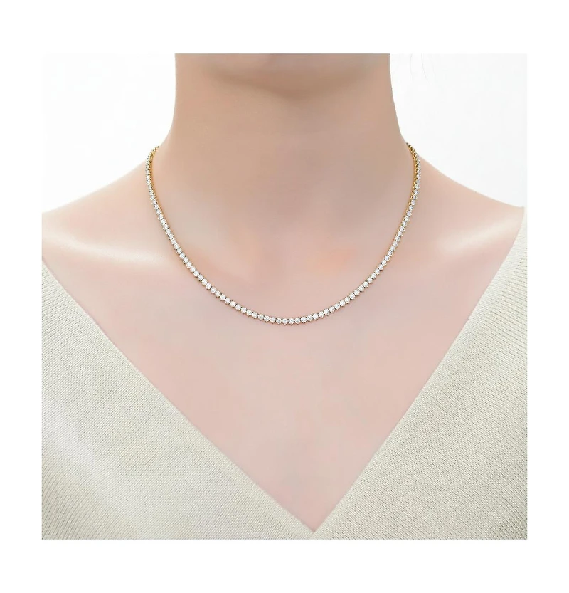 Flawless Tennis Necklace with Round Shape Cubic Zirconia