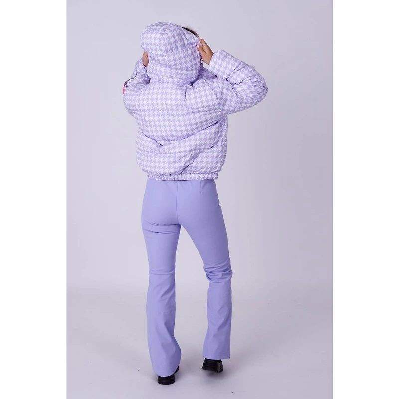 Women's Purple Houndstooth Chic Puffer Jacket