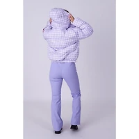 Women's Purple Houndstooth Chic Puffer Jacket