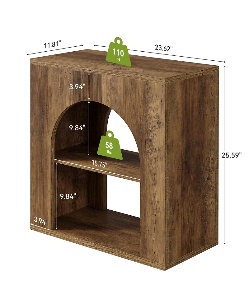 Tribesigns 3-Tier End Table Set of 2, Small Wooden Side Table with Open Storage Shelf for Living Room, Rustic Narrow Night Stand, Bedside Table