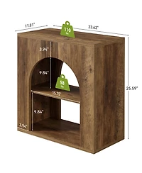 Tribesigns 3-Tier End Table Set of 2, Small Wooden Side Table with Open Storage Shelf for Living Room, Rustic Narrow Night Stand, Bedside Table