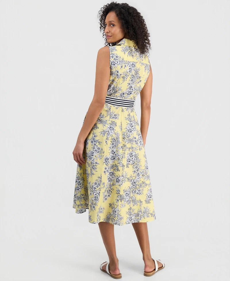 Nautica Women's Toile Floral-Print Sleeveless A-Line Dress