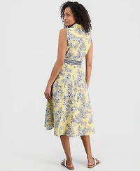Nautica Women's Toile Floral-Print Sleeveless A-Line Dress