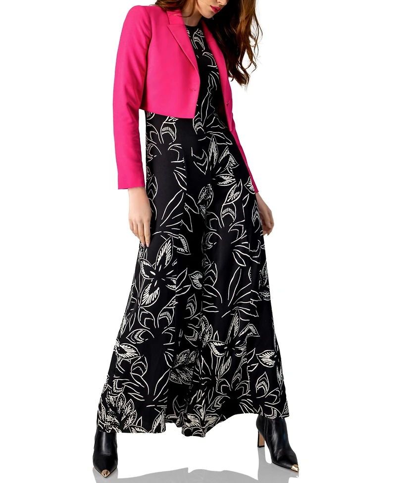 Ivonne Women's Short Bolero Jacket with Single Front Button