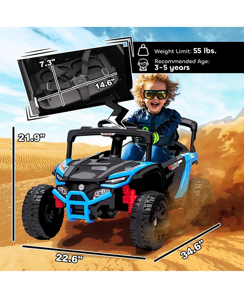 Qaba 12V Kids Ride On Truck with Dual Motors for 3-5 Boys Girls,