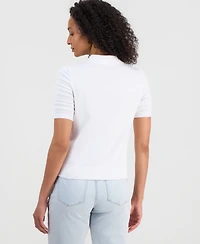 Nautica Women's Pointelle Knit Cardigan Polo Sweater