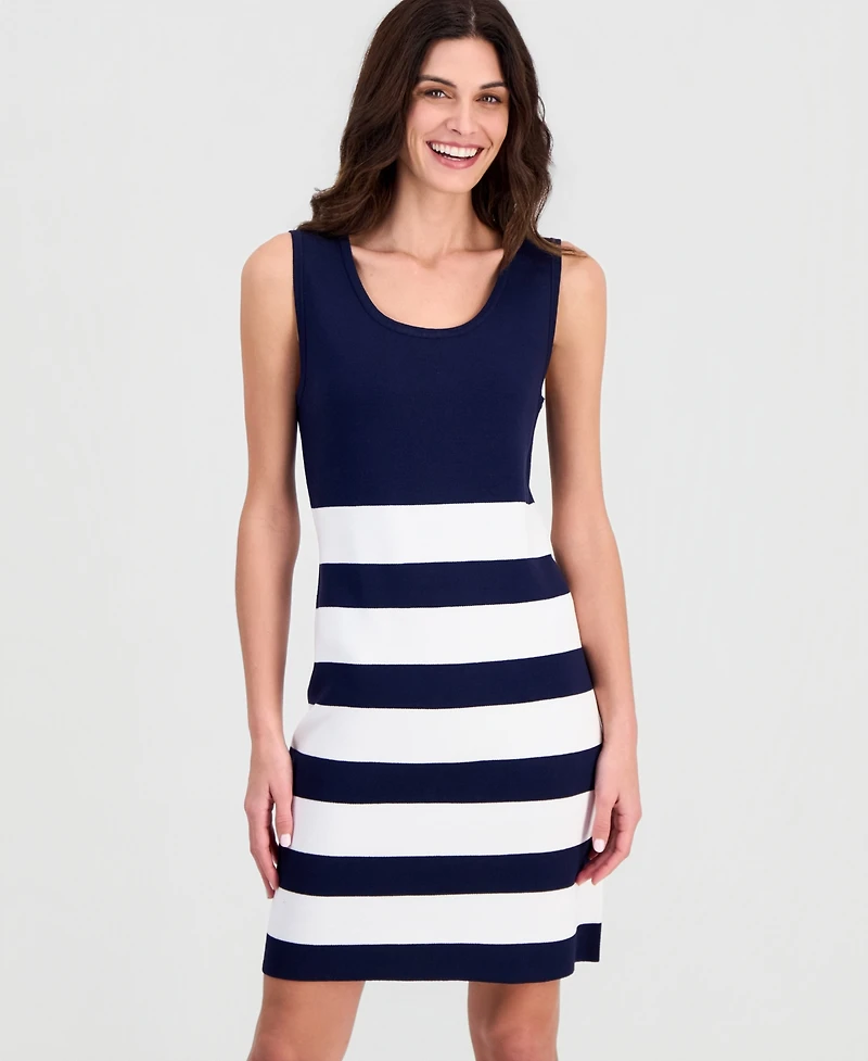 Tahari Asl Women's Striped Knit Tank Dress