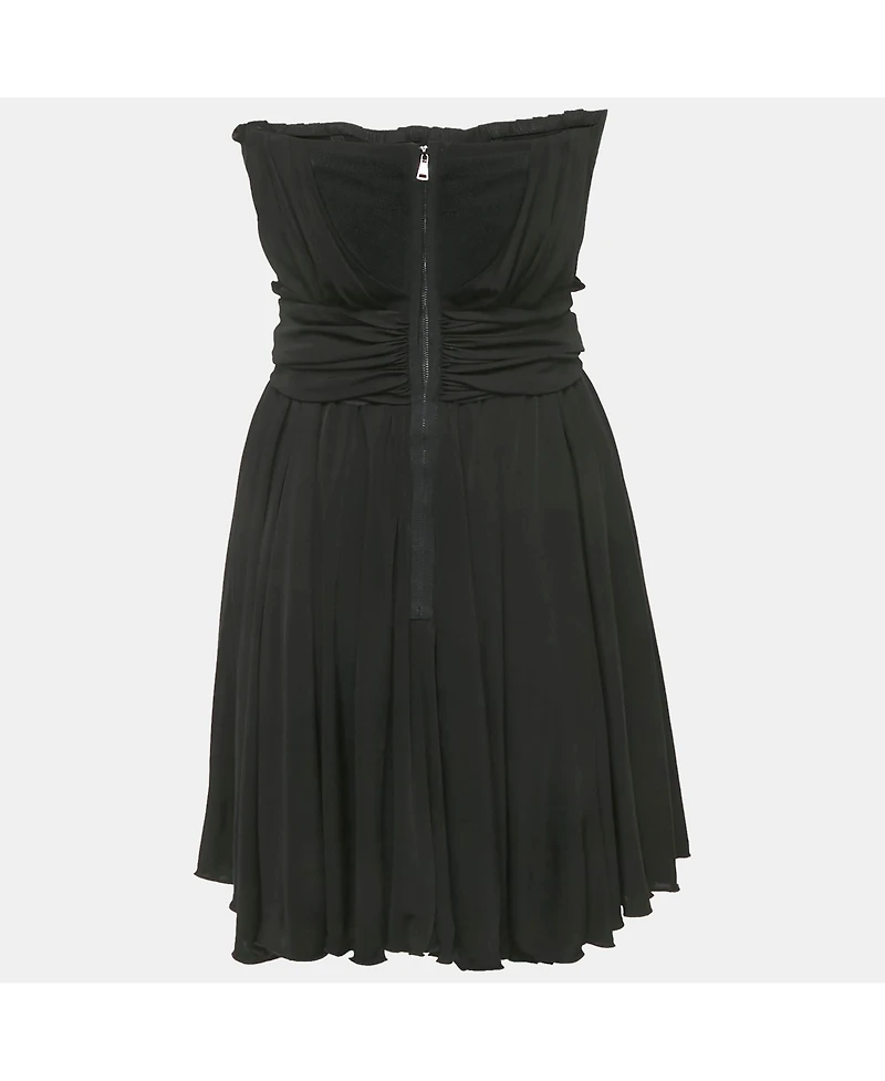 Pre-Owned Dolce & Gabbana Womens Black Jersey Strapless Flared Mini Dress