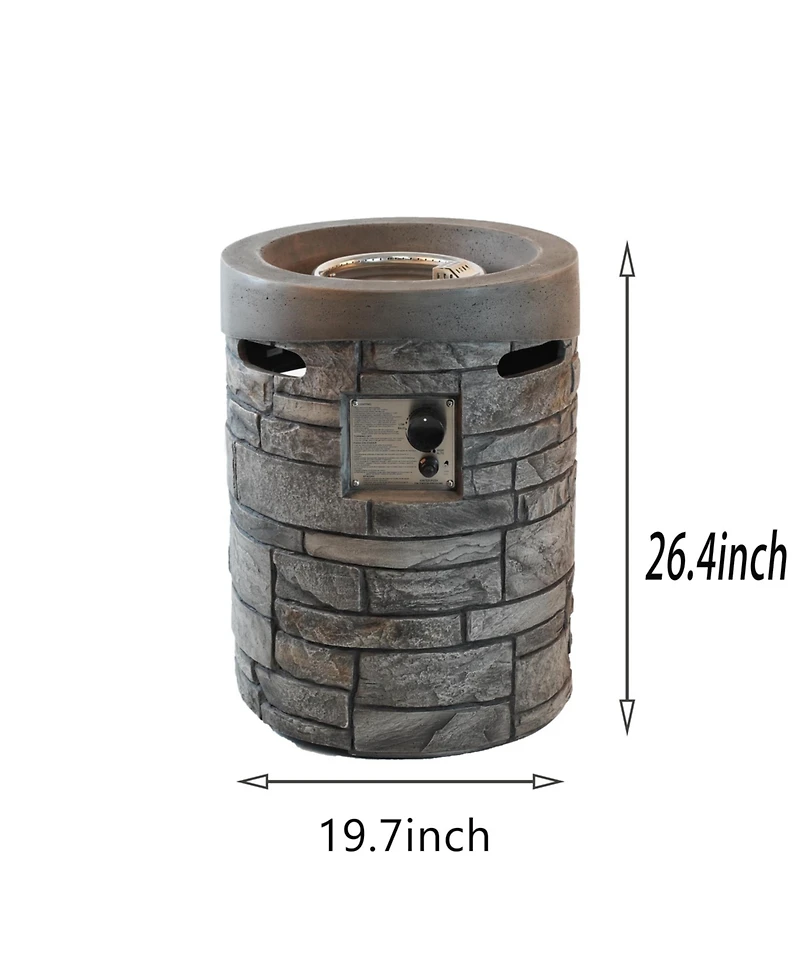 Flynama 20 Inch Round Outdoor Gas Fire Pit 32000 Btu Csa Certified with 2.5kg Lava Stone Rainproof Cover Magnesium Oxide Cultured Stone for Garden