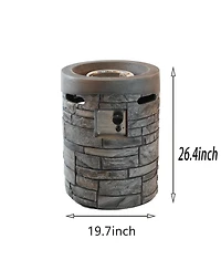 Flynama 20 Inch Round Outdoor Gas Fire Pit 32000 Btu Csa Certified with 2.5kg Lava Stone Rainproof Cover Magnesium Oxide Cultured Stone for Garden