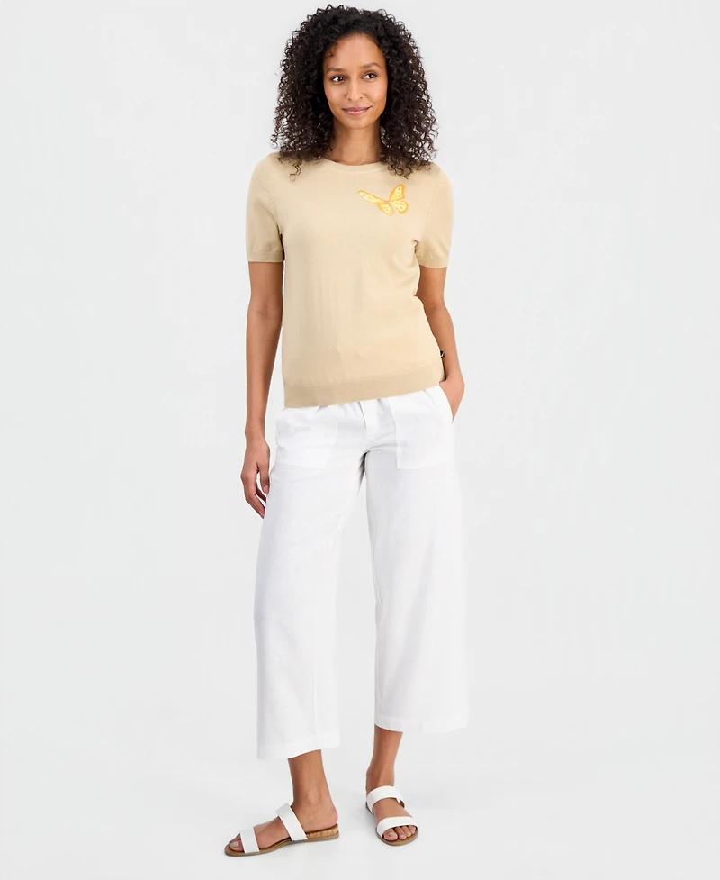 Nautica Women's Cotton Butterfly Round-Neck Sweater