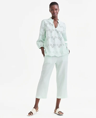 Charter Club Women's 100% Linen Solid Cropped Pull-On Pants, Created for Macy's