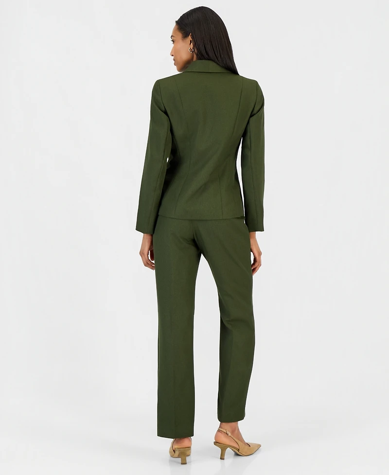 Le Suit Women's Two-Button Shawl Collar Blazer & Pants Suit, Regular Petite