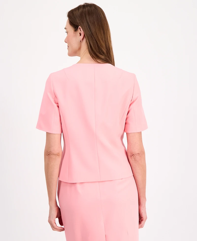 Le Suit Women's Short-Sleeve Four-Button Skirt