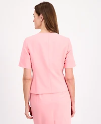 Le Suit Women's Short-Sleeve Four-Button Skirt