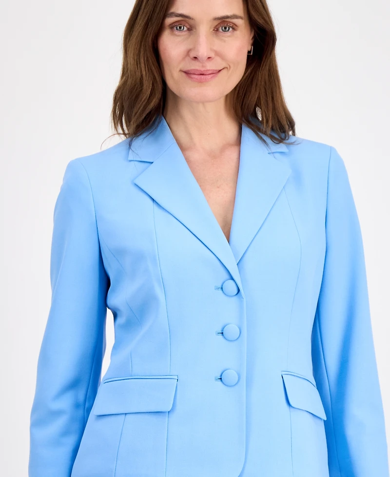 Le Suit Women's Three-Button Seamed Flounce-Hem Skirt