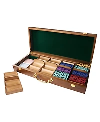Gse Games & Sports Expert Poker Chips Carrier with 5 Wooden Poker Chip Trays for Any Thickness chips, Holds 500 Chips