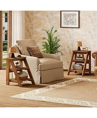 Tribesigns Solid Wood End Table, 3-Tier Farmhouse Side Table with Open Storage Shelves, Rustic Nightstand for Living Room, Brown