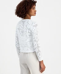 T Tahari Women's Embroidered Crochet Cardigan