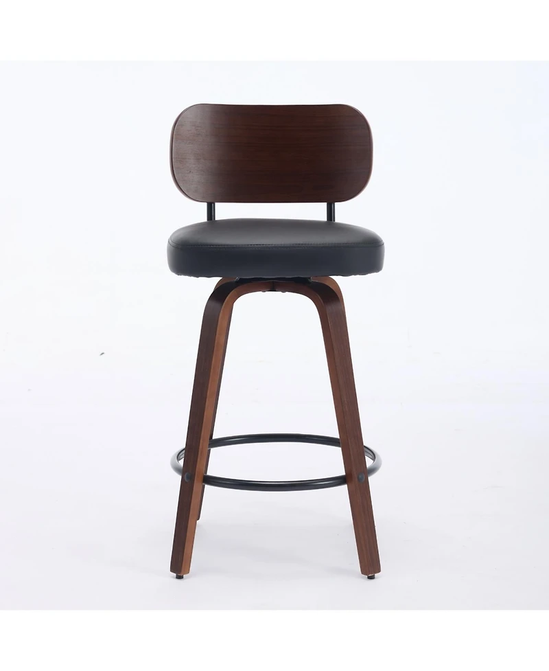 Streamdale Furniture Swivel Bar Stools Set of 2 26" Black Faux Leather Counter Stools