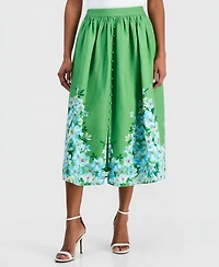 T Tahari Women's Placed Floral Midi Skirt