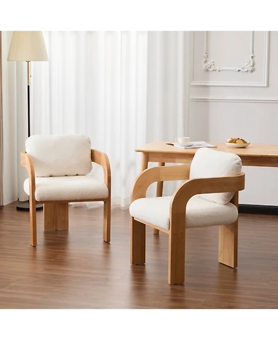 Streamdale Furniture White Boucle Dining Chairs - 2 Pack