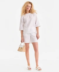 Charter Club Women's 3/4-Sleeve 100% Linen Blouse, Exclusively at Macy's