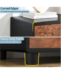 gaomon 5 Drawers Dresser, 46 in Tall Modern Chest of Drawers with Natural Texture, Curved Profile Design, Dresser Tv Stand