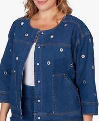 Ruby Rd. Plus Grommet Detail Stretch Denim Jacket