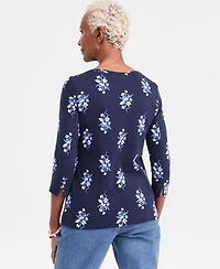 Style & Co Petite Relaxed Fit Long-Sleeve Boat Neck Knit Top