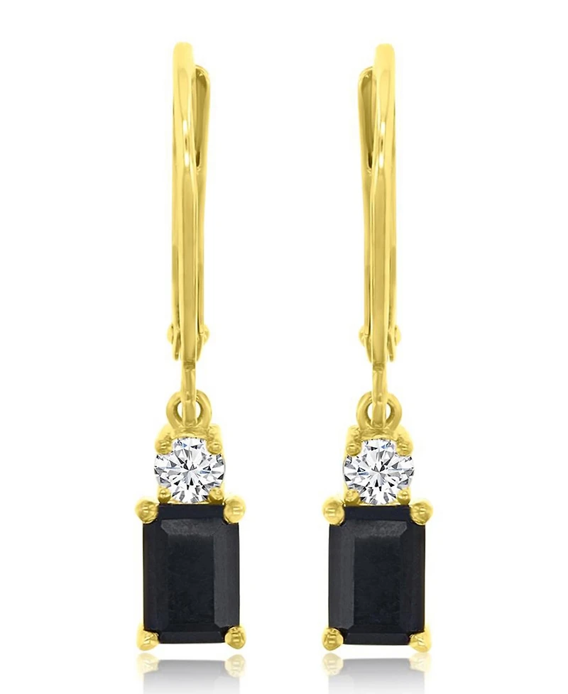 Macy's Onyx (1.22 ct. t.w.) and White Topaz (0.26 ct. t.w.) Dangling Earrings in 14k Yellow Gold