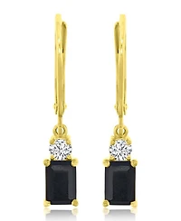 Macy's Onyx (1.22 ct. t.w.) and White Topaz (0.26 ct. t.w.) Dangling Earrings in 14k Yellow Gold