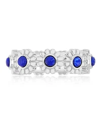 Macy's Lapis (1.35 ct. t.w.) Flower Band Ring Rhodium Over Sterling Silver
