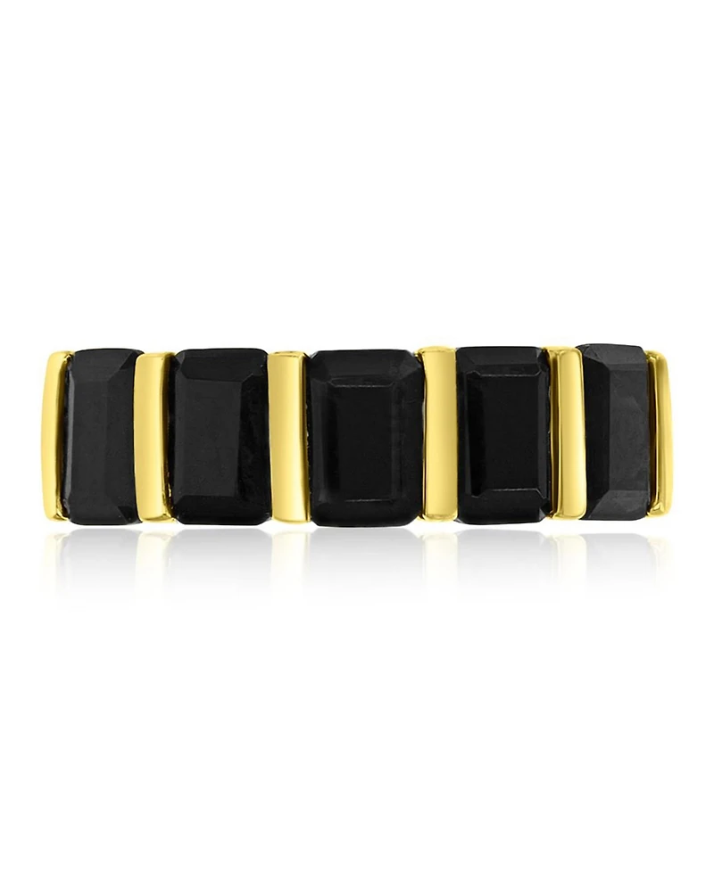Macy's Onyx (3.05 ct. t.w.) Alternating Row Band Ring 14k Yellow Gold Over Sterling Silver