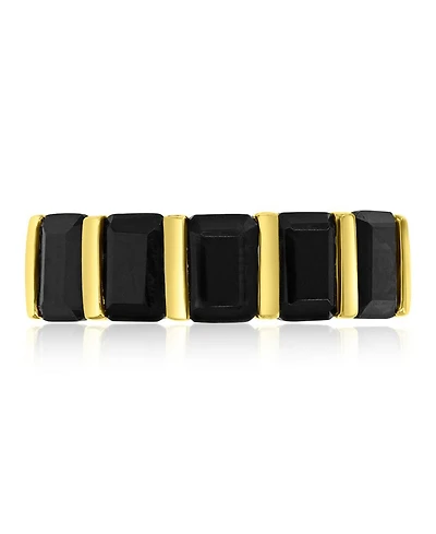 Macy's Onyx (3.05 ct. t.w.) Alternating Row Band Ring 14k Yellow Gold Over Sterling Silver