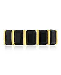 Macy's Onyx (3.05 ct. t.w.) Alternating Row Band Ring 14k Yellow Gold Over Sterling Silver