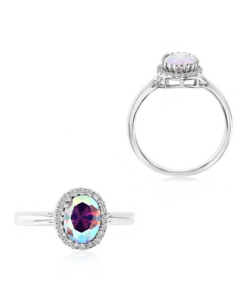 Macy's Aurora Borealis (2.3 ct. t.w.) and Cubic Zirconia (2.3 ct. t.w.) Oval Engagement Ring