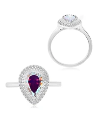 Macy's Cubic Zirconia (2.56 ct. t.w.) and Aurora Borealis (2.56 ct. t.w.) Pear Halo Ring