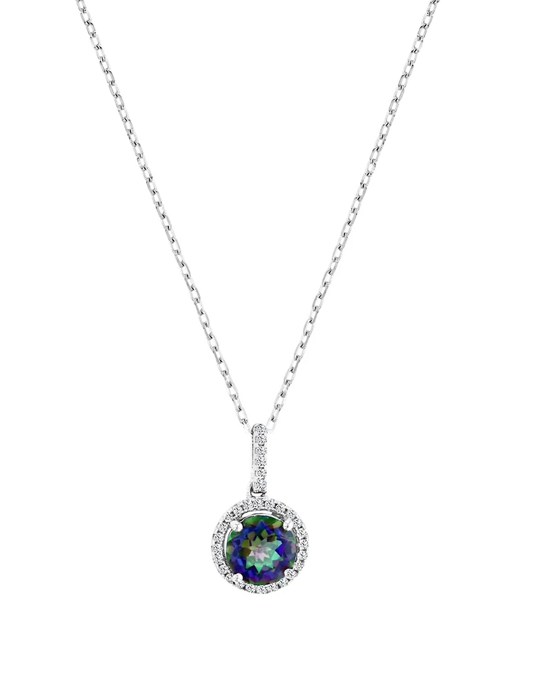 Macy's Diamond (0.15 ct. t.w.) and Mystic Green Halo Necklace