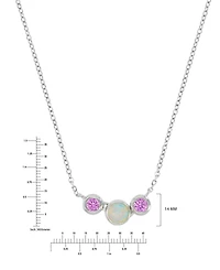 Macy's Opal (4mm) & Pink Sapphire (0.3 ct. t.w.) Necklace in Rhodium Over Sterling Silver