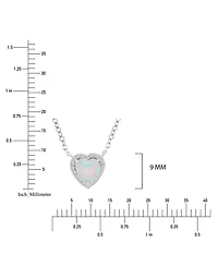 Macy's White Sapphire (0.12 ct. t.w.) & Opal (6mm) Necklace in Rhodium Over Sterling Silver